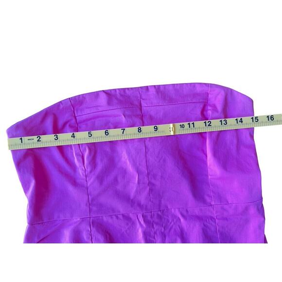 Theory Claire Discreet Strapless Cotton Blend Mini Dress Hot Pink - Size 8 - Picture 5 of 10